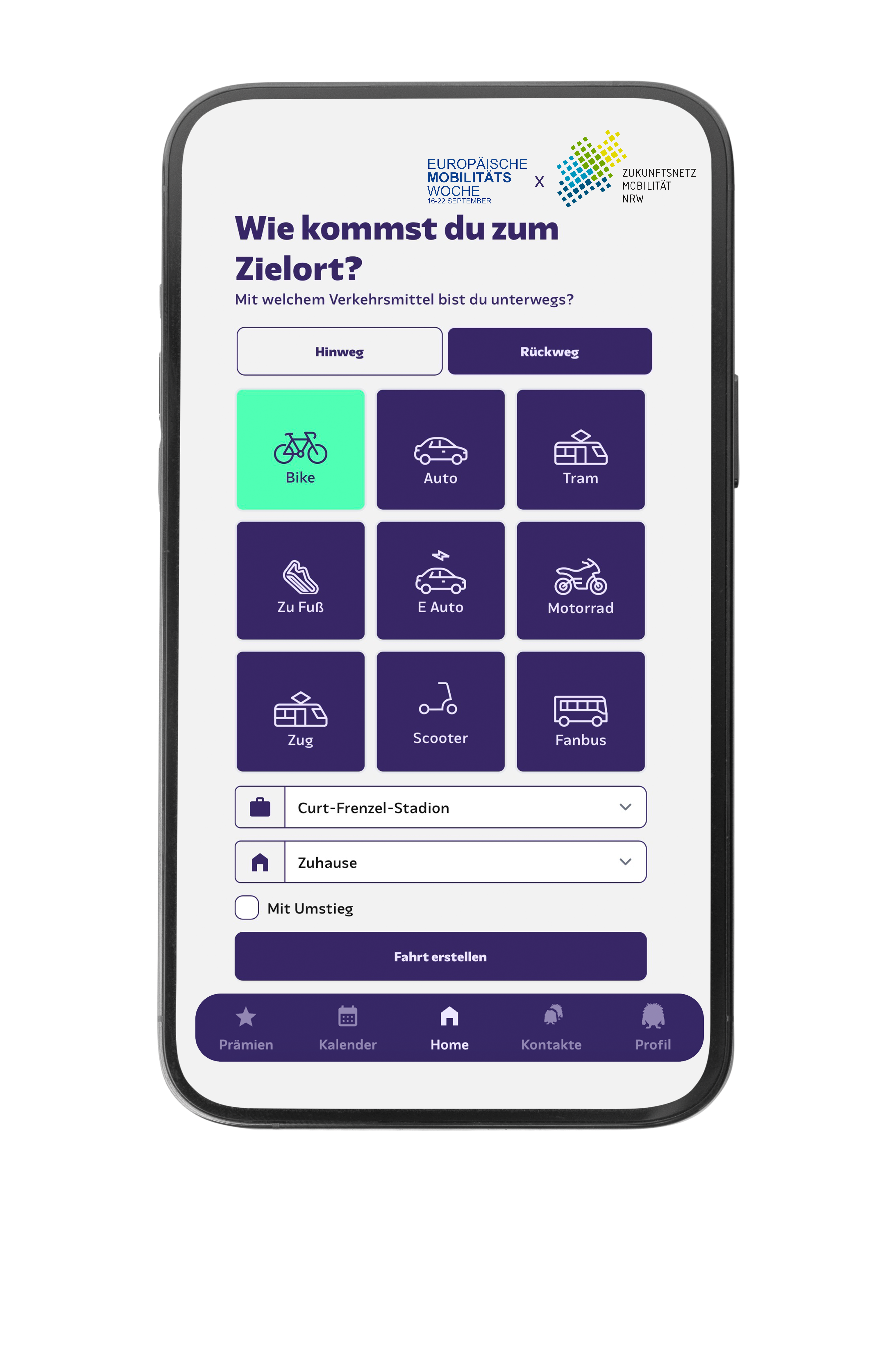 Carlos App · Weg eintragen