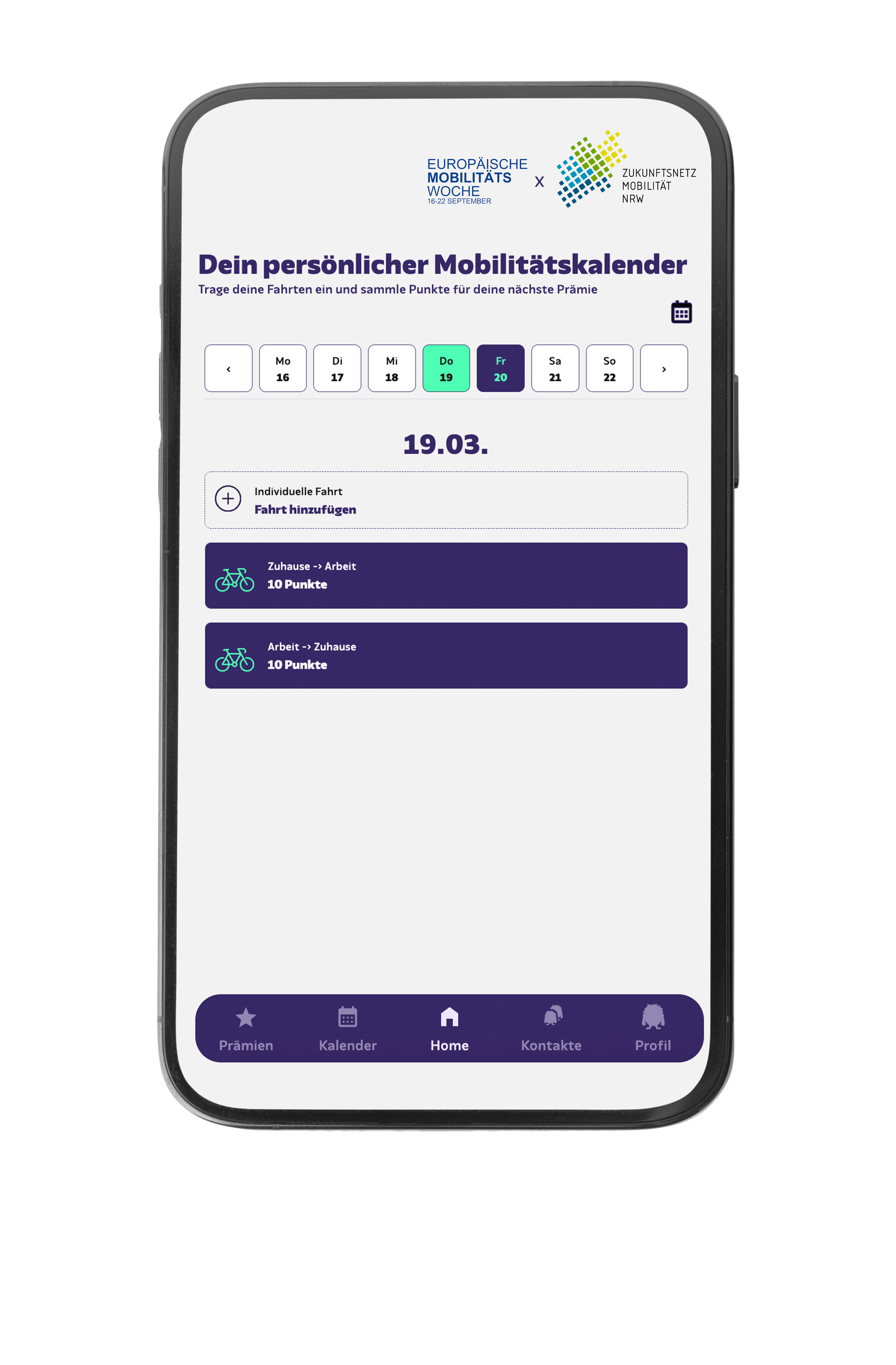 Persönlicher Mobilitätskalender